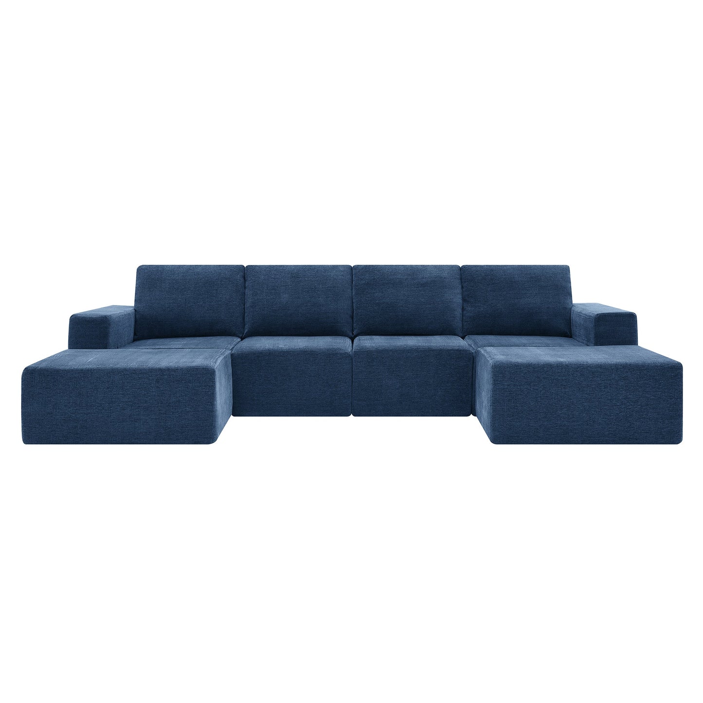 MONDAWE Modular U Shaped Sectional Sofa Luxury Chenille Floor Couch Set Upholstered Indoor Furniture Foam-Filled Sleeper Sofa Bed