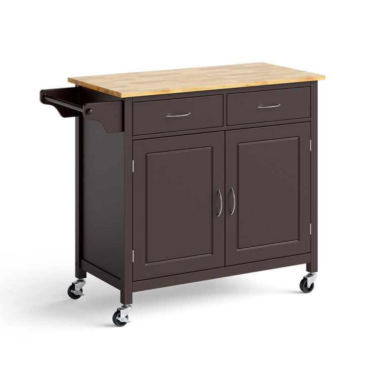 MONDAWE Rolling Kitchen Cart Island Heavy Duty Storage Trolley Cabinet Utility with Wooden Top