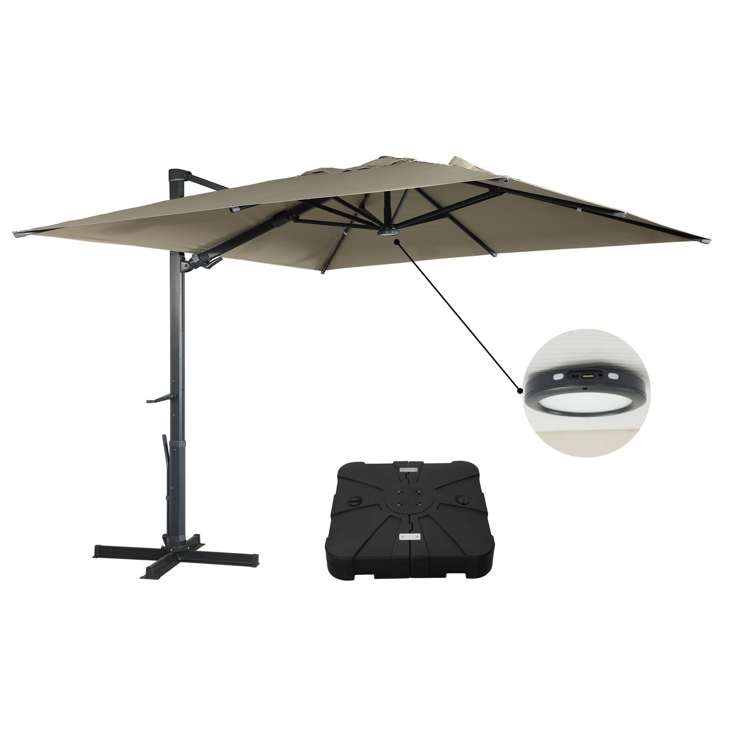 MONDAWE 10 ft Rectangular Solar LED Patio Cantilever Umbrella