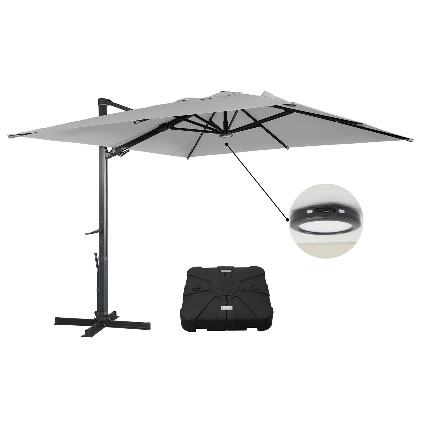 MONDAWE 10 ft Rectangular Solar LED Patio Cantilever Umbrella