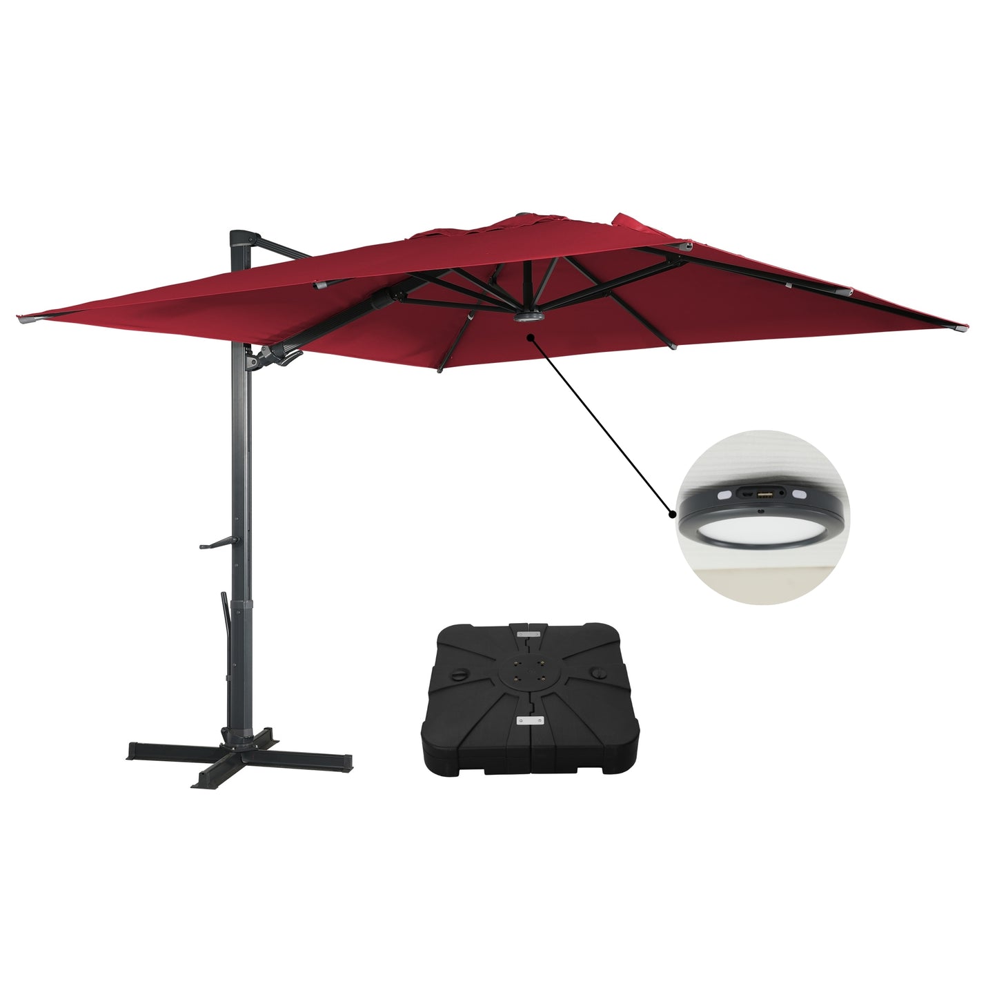 MONDAWE 10 ft Rectangular Solar LED Patio Cantilever Umbrella