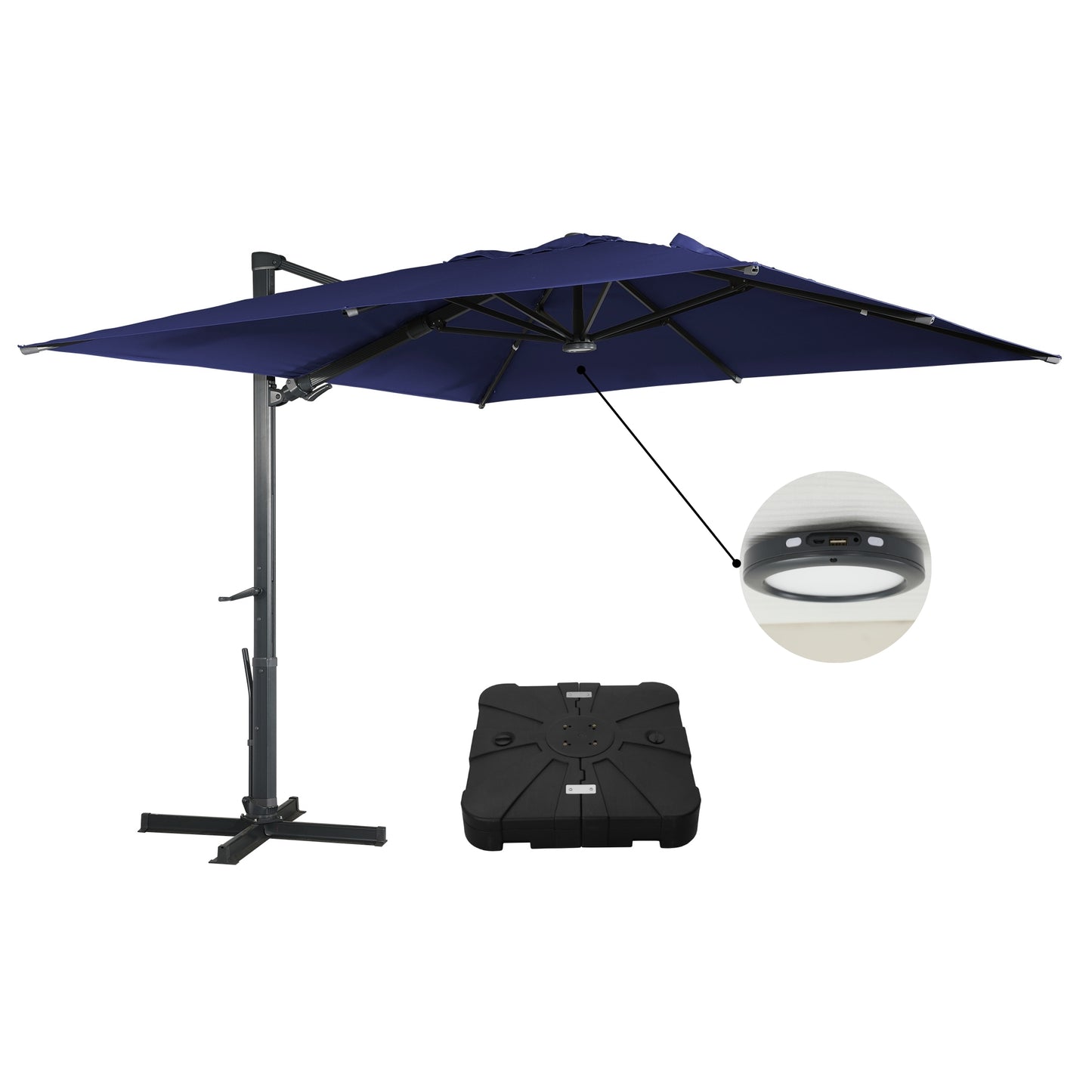 MONDAWE 10 ft Rectangular Solar LED Patio Cantilever Umbrella