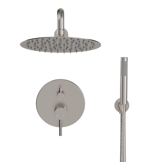 Mondawe 10-Inch Two-function Wall Mount Round Shower Set  in Brushed Nickle