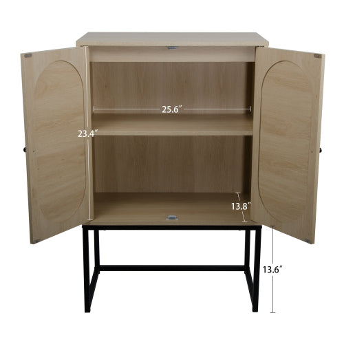 Allen 2 Door high cabinet, rattan, Built-in adjustable shelf, Easy Assembly, Free Standing Cabinet for Living Room Bedroom