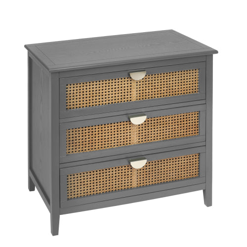 3 Drawer Cabinet,Natural rattan,American Furniture,Suitable for bedroom, living room, study