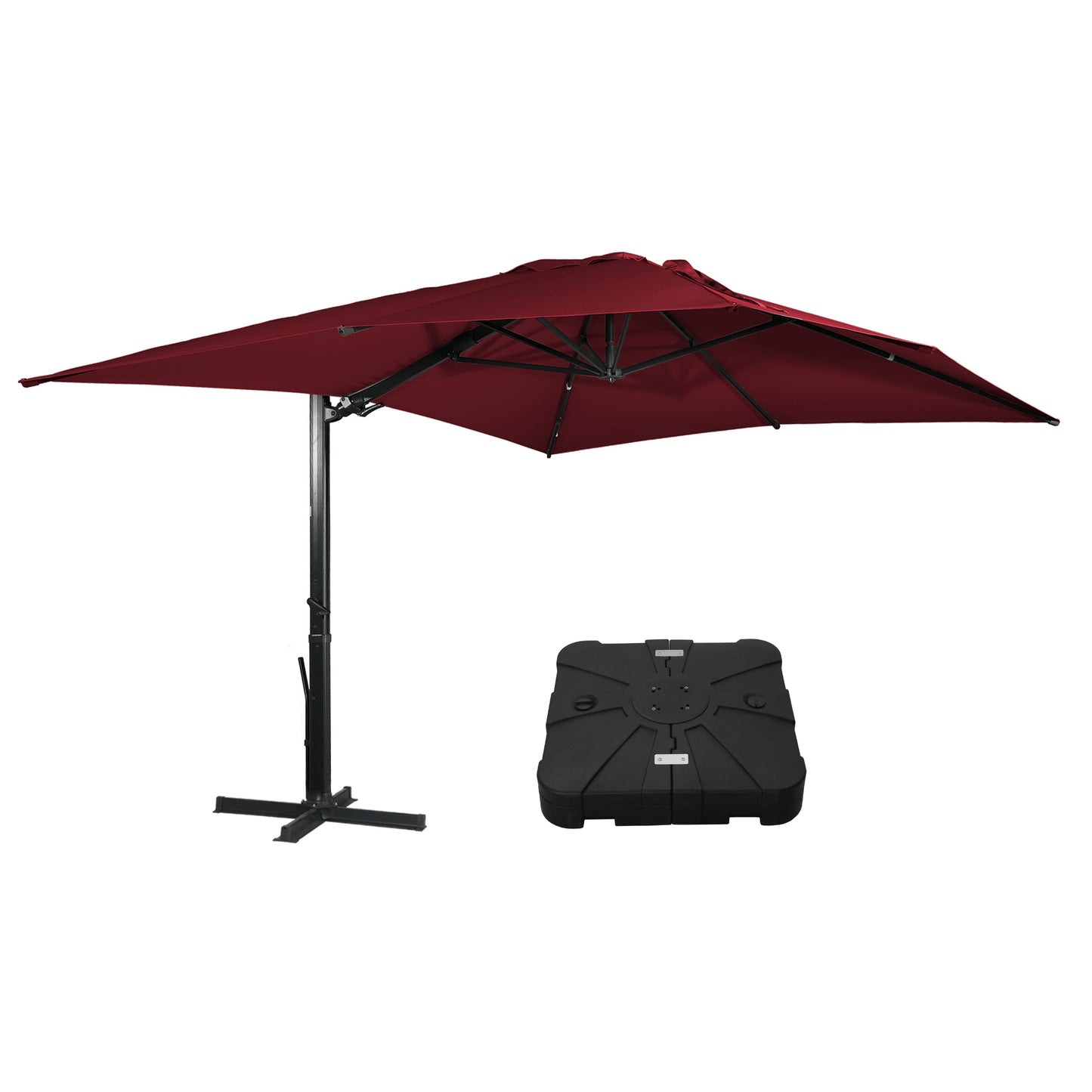 MONDAWE 10 ft Aluminum Cantilever Patio Umbrella with Base Weight