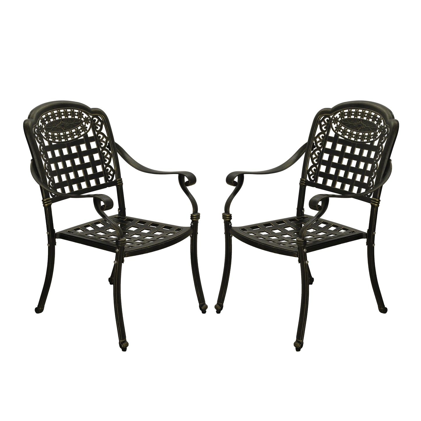 Mondawe Cast Aluminum Patio Dining Chairs Outdoor Armchair (Set of 2)