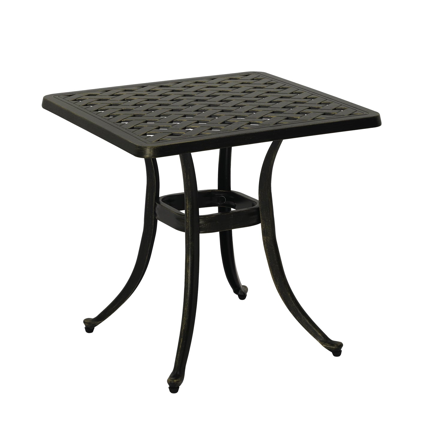 Mondawe 21 in. Cast Aluminum Outdoor Patio Square Side Table in Antique Bronze