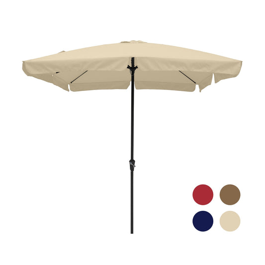 MONDAWE 8 ft. x 10 ft. Square Crank Design Skirt with Skylight Outdoor Market Umbrella for Patio Terrace