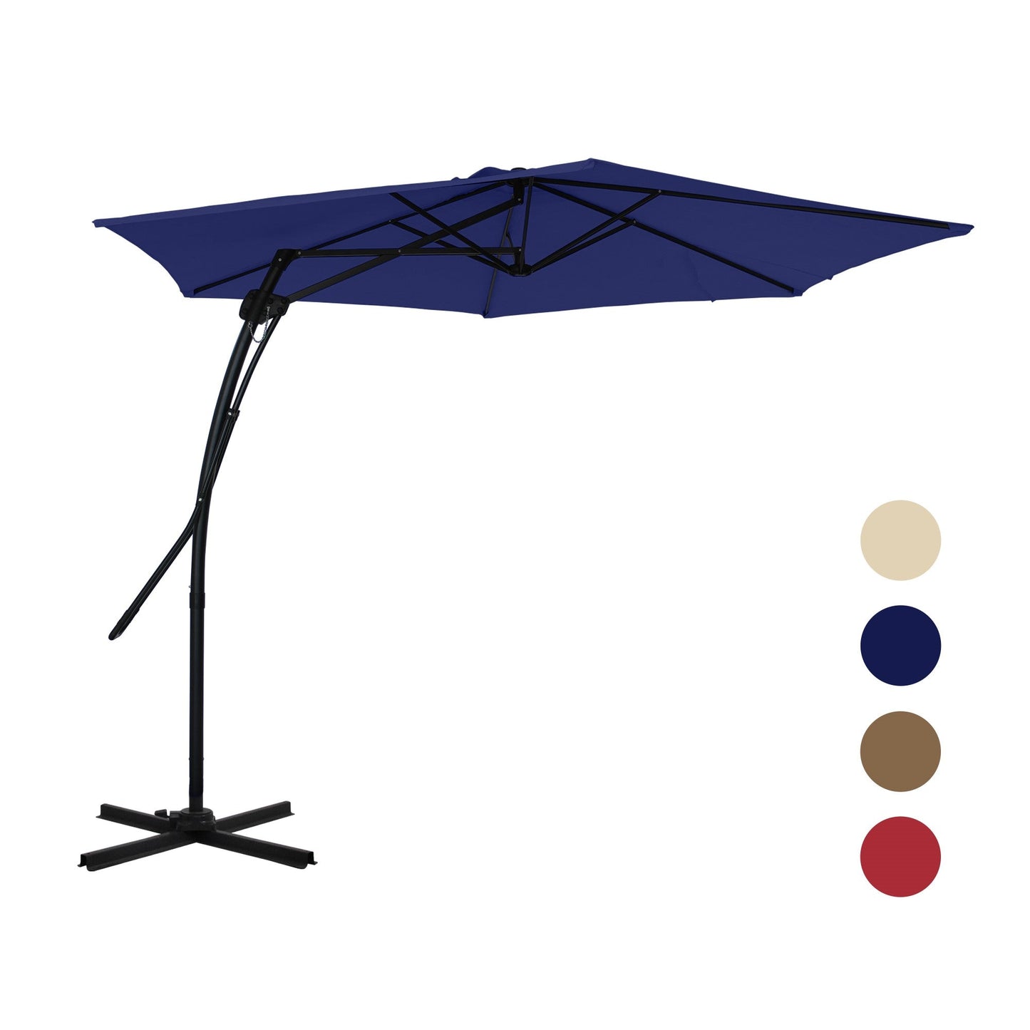 MONDAWE 10 ft. Square Cantilever Outdoor Market Umbrella with 360-Degree Swivel Footrest