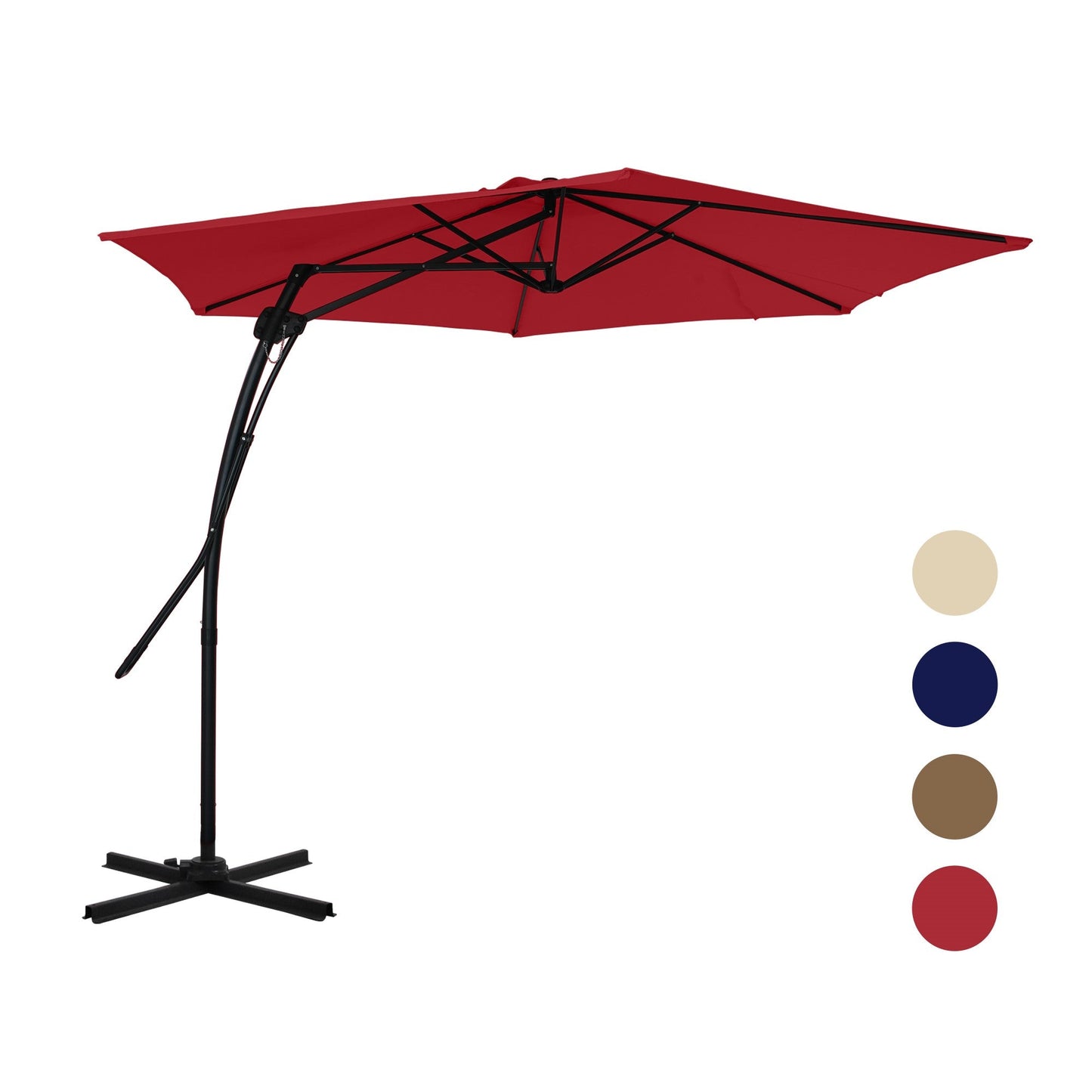 MONDAWE 10 ft. Square Cantilever Outdoor Market Umbrella 360-Degree Swivel With Base Stand Included