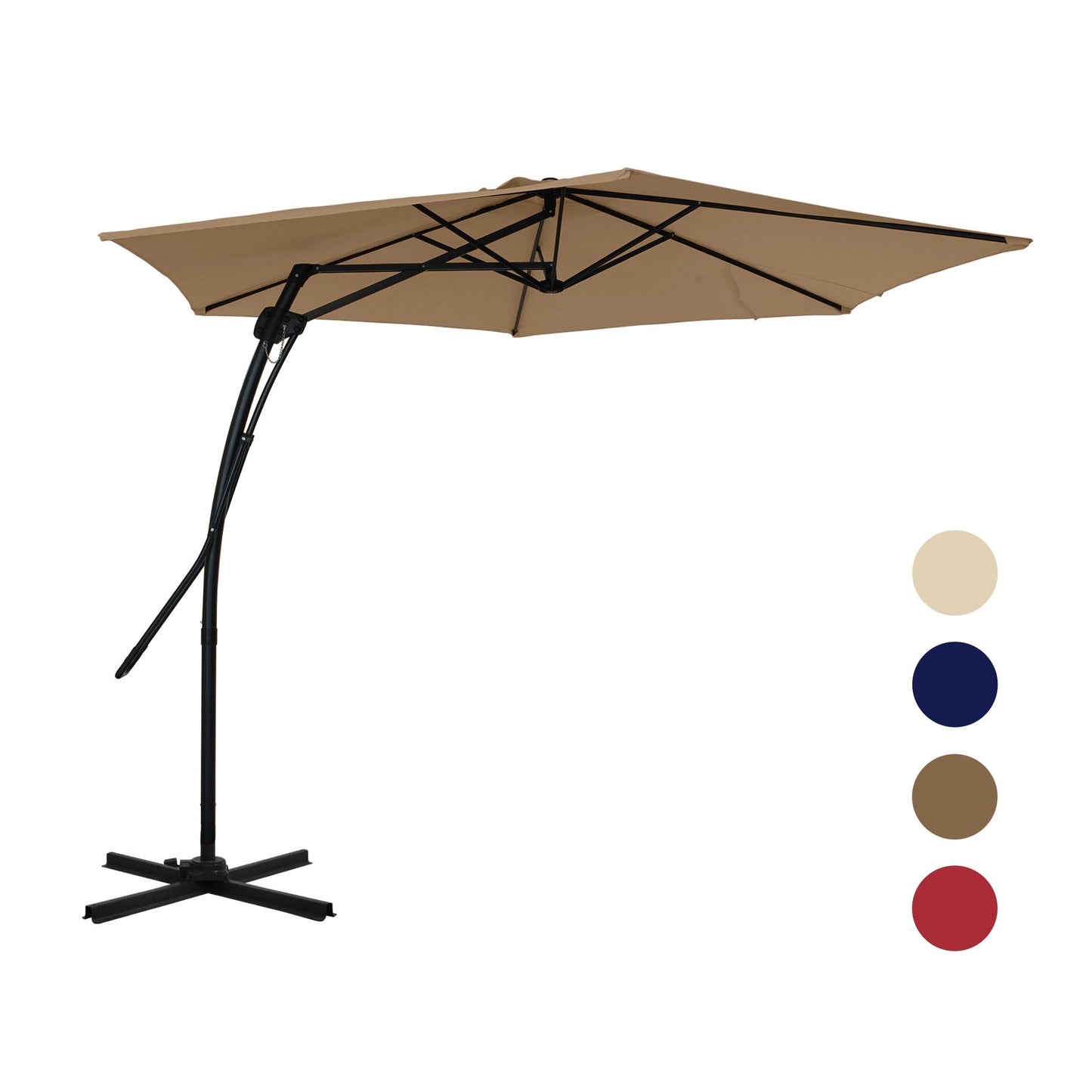 MONDAWE 10 ft. Square Cantilever Outdoor Market Umbrella with 360-Degree Swivel Footrest