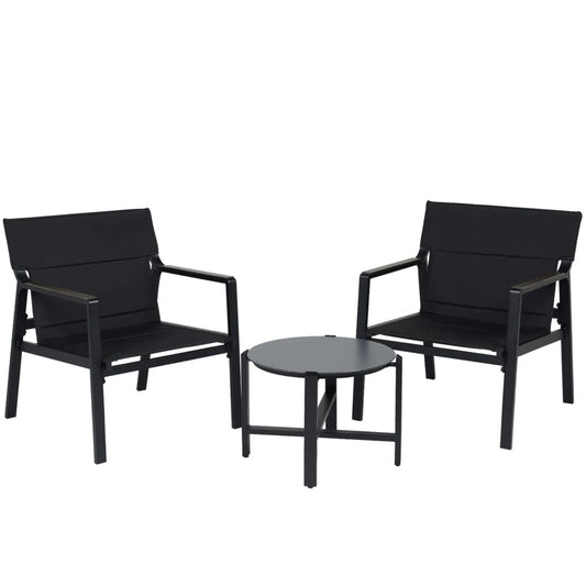 MONDAWE Mesh Sling Armchairs, Conversation Set with Side Table,  Aluminum Frame (Set of 3)