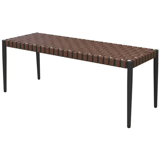 MONDAWE Patio Wicker Rattan Bench,In Metal Frame For Outdoor