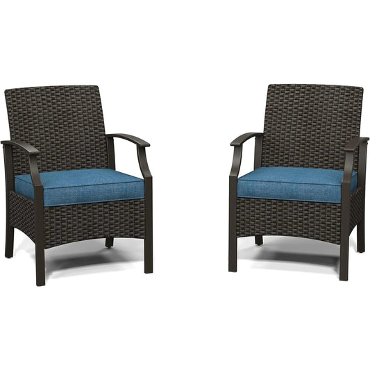 MONDAWE Wicker Formal Dinning Chair With Cushions In Metal Frame (Set of 2)