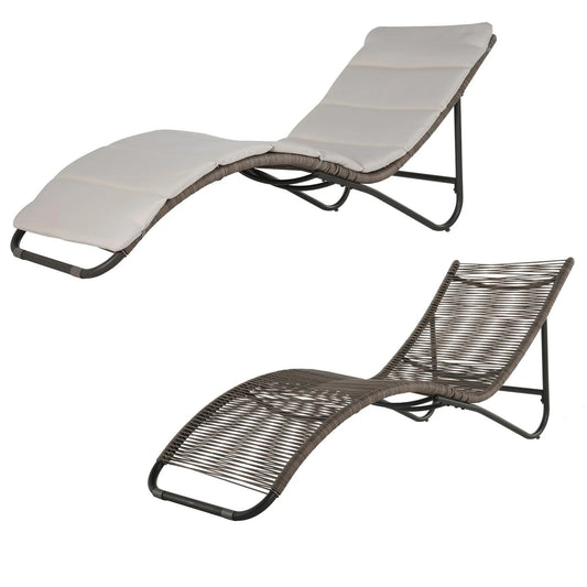 MONDAWE Wicker Chaise Lounge Chairs With Cushions In Metal Frame Removable