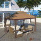 10 ft. x 13 ft. Outdoor Iron Frame Patio Gazebo Double Straight Top Pavilion Canopy Tent Shelter with Netting or Curtains