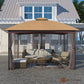 10ft. x12 ft. Outdoor Iron Frame Gazebo with Double Arc Top With Netting and Curtains for Patio or Garden