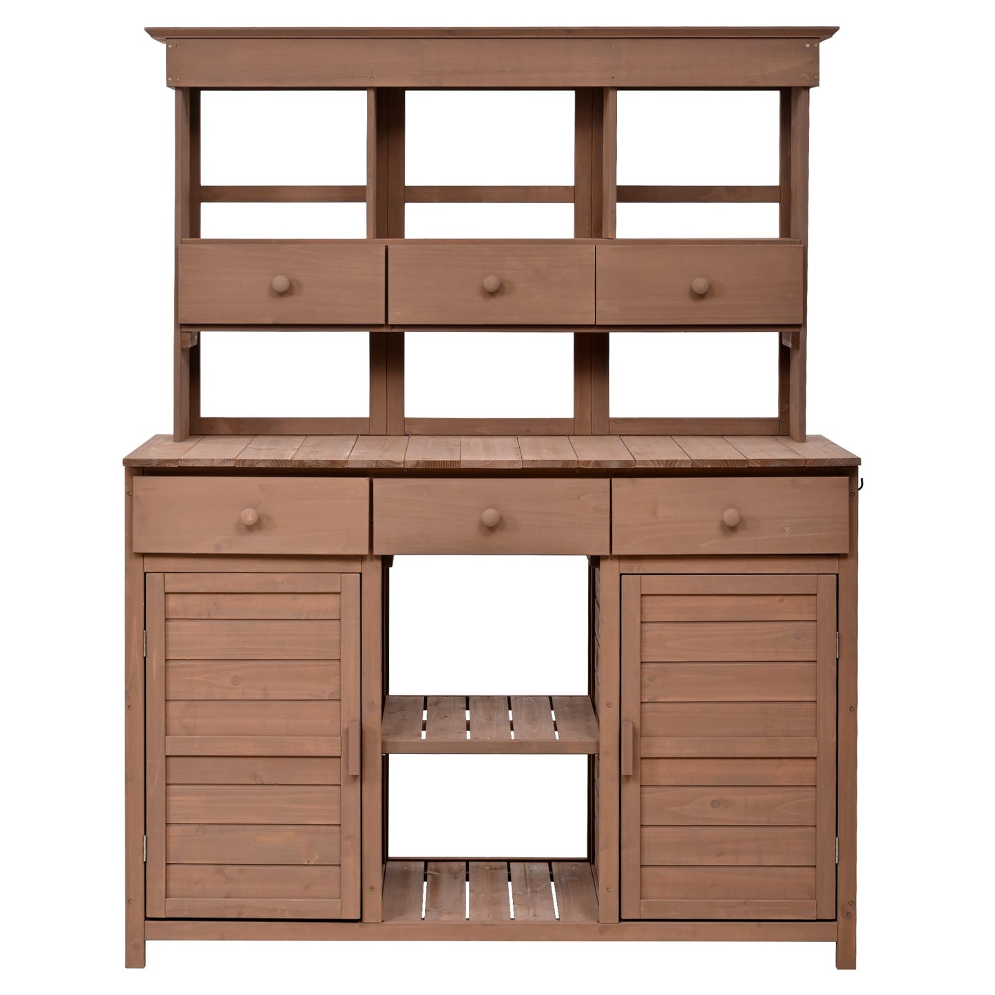 Mondawe 65.7inches H Outdoor Garden Potting Workbench,Fir Wood Bench Table With Vertical Storage Shelf