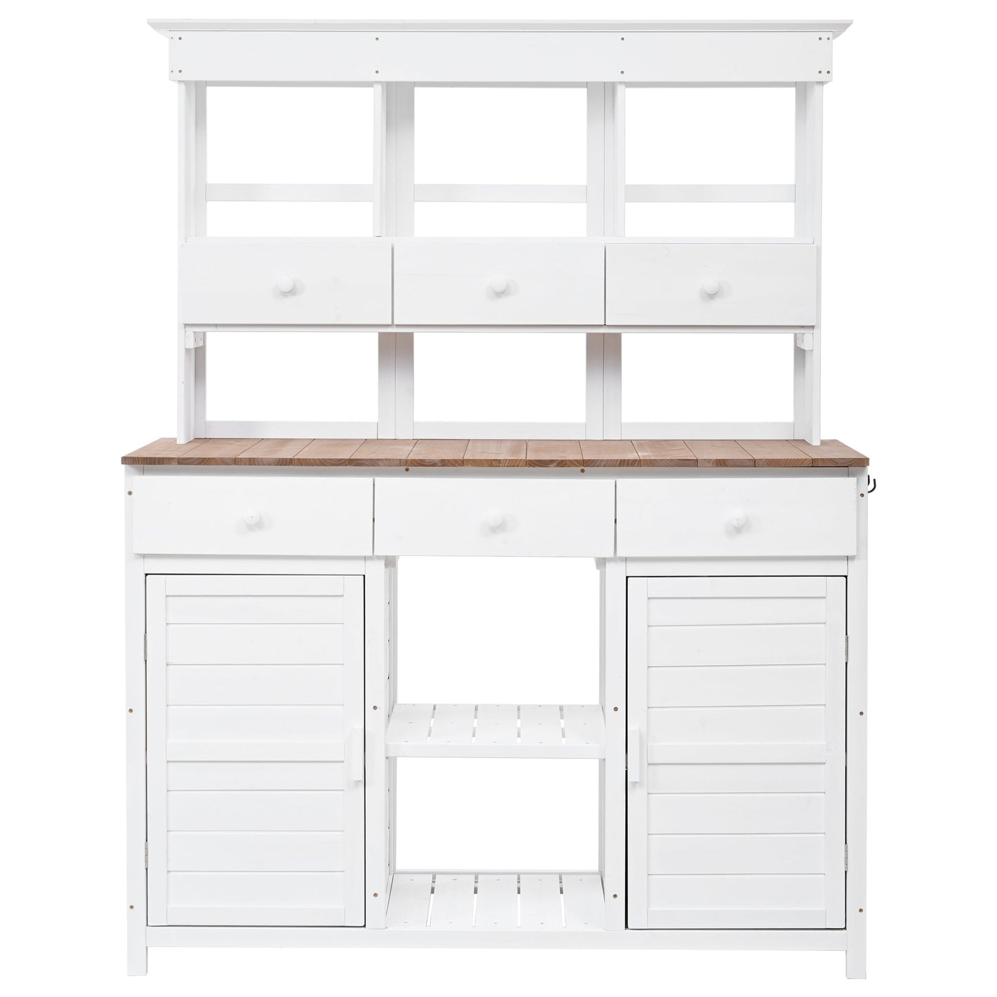 Mondawe 65.7inches H Outdoor Garden Potting Workbench,Fir Wood Bench Table With Vertical Storage Shelf