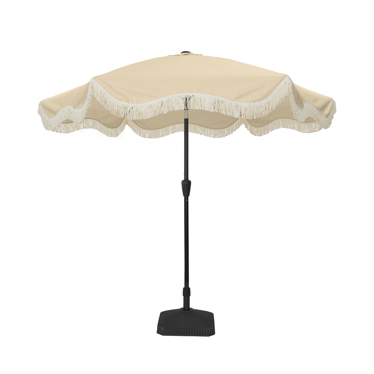 Mondawe 9 ft. Crank Design Tassel Style Fiberglass Rib Outdoor Umbrella with Sqaure Based Included