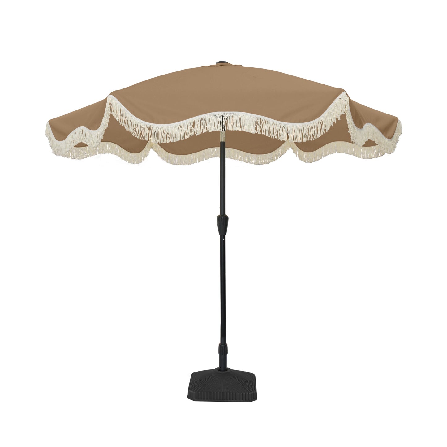 Mondawe 9 ft. Crank Design Tassel Style Fiberglass Rib Outdoor Umbrella with Sqaure Based Included