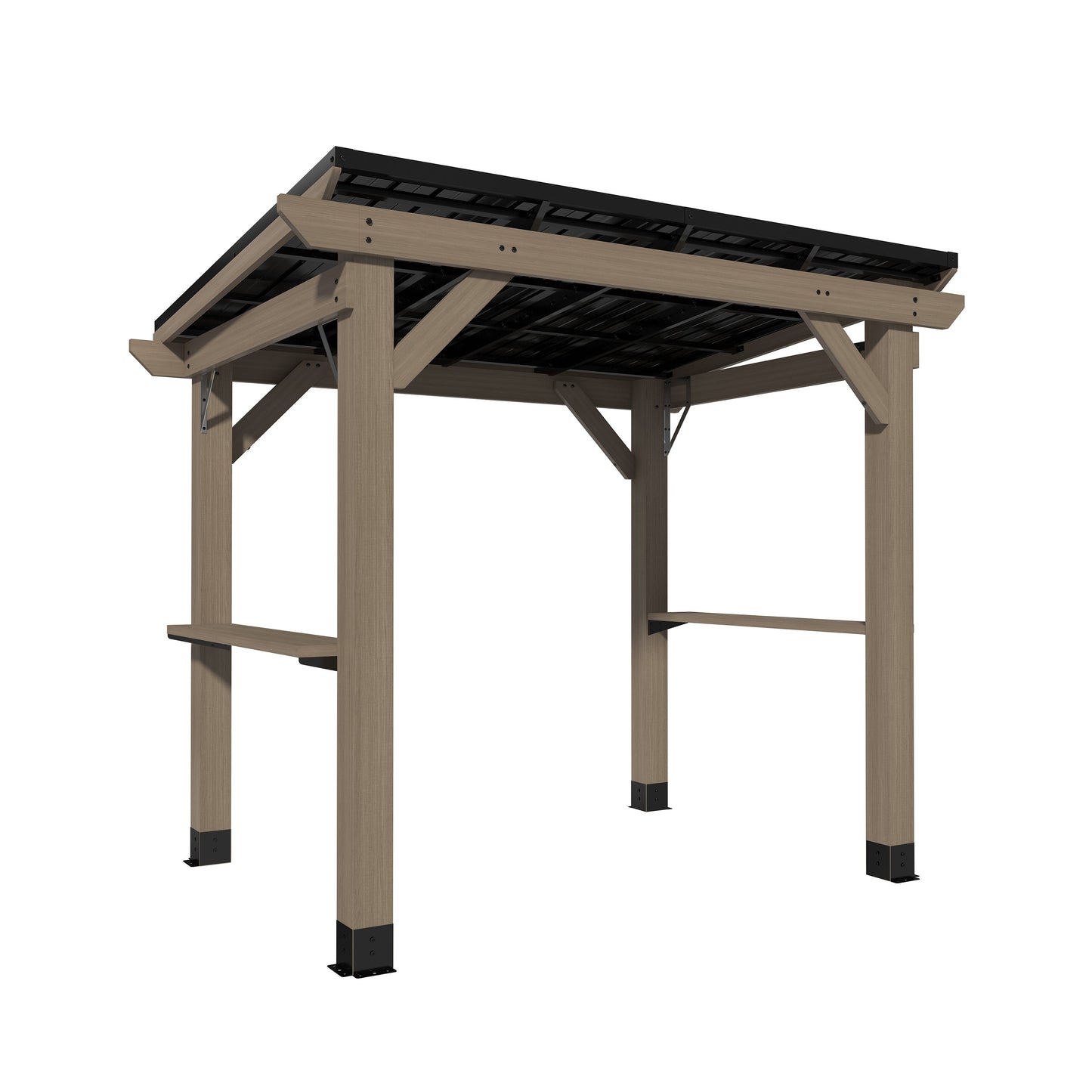 MDOD0605KTSK86 Mondawe 8 ft. x 6 ft. Cedar Hardtop BBQ Gazebo with Two Side Wooden Holder