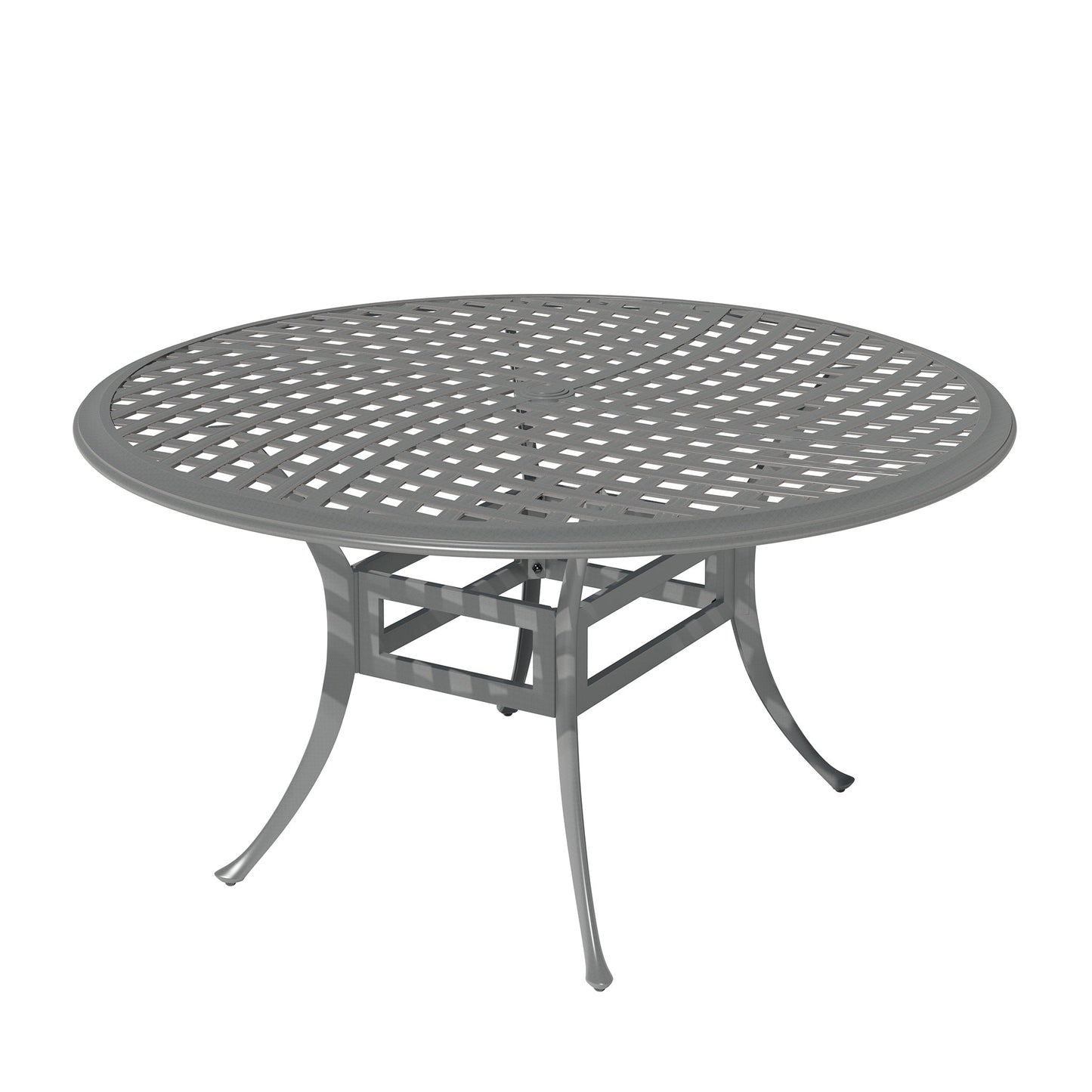 MOODTAKMBDRA Mondawe 53 in Powder Coated Cast Aluminum Outdoor Dining Table with Umbrella Hole