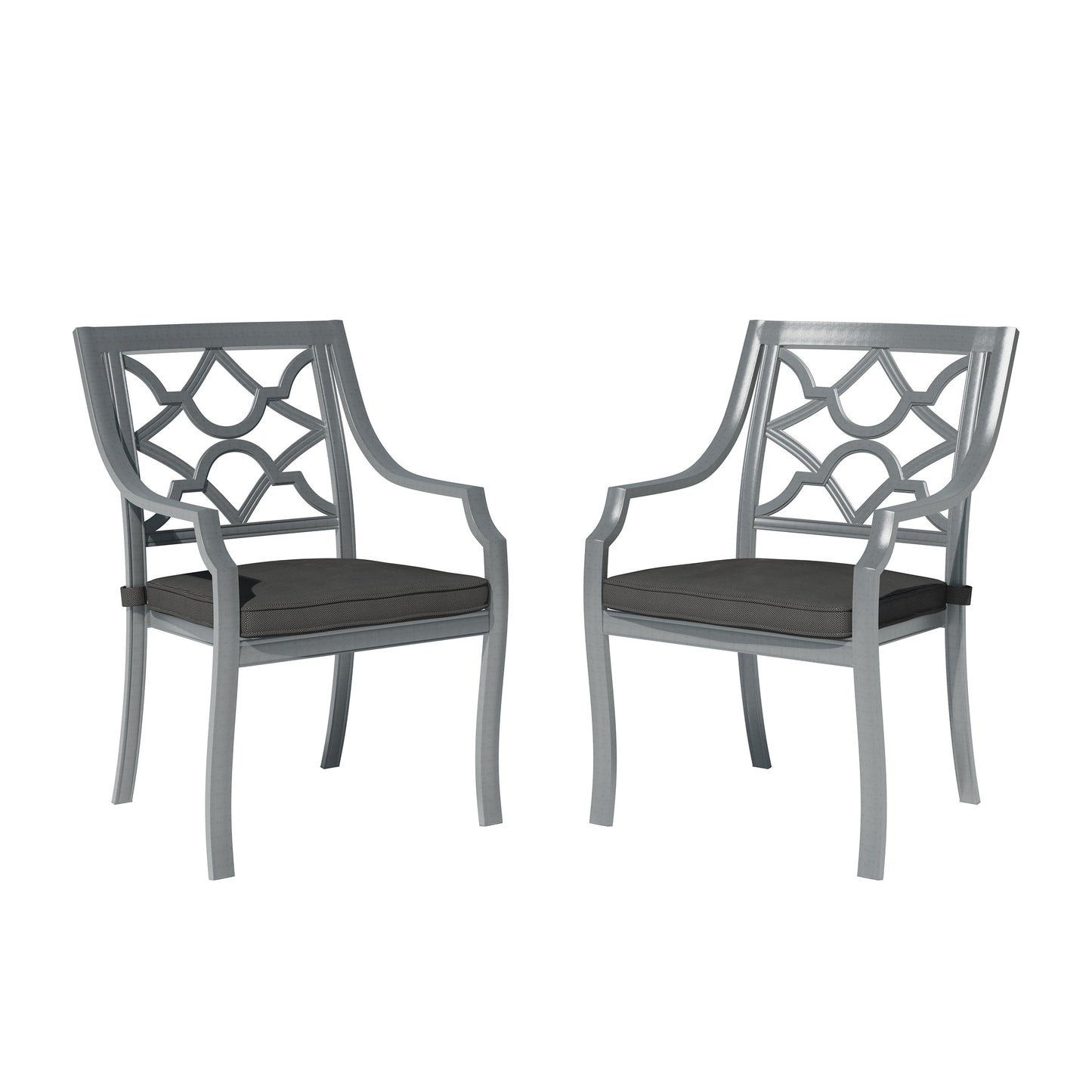 MOODCAK_PRNT Mondawe 2 Pieces Powder Coated Cast Aluminum Outdoor Dining Armchair with Cushion