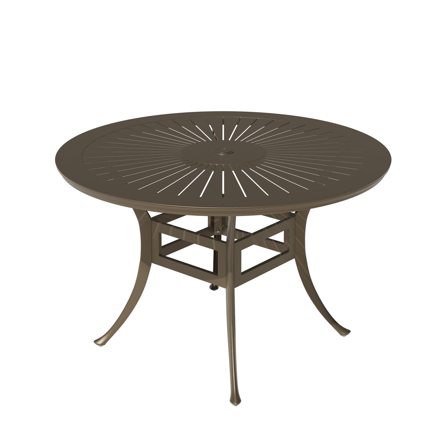 MOODTAKRBDRA Mondawe 48 in Powder Coated Round Cast Aluminum Outdoor Dining Table with 2.1 inch Umbrella Hole