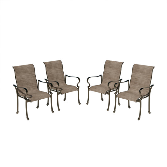 MOODCAKOBDRA Mondawe Outdoor Cast Aluminum Dining Chair with Textilene Seat and High Back (Set of 4)