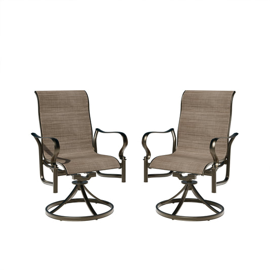 MOODRAKPBDRA Mondawe Outdoor Cast Aluminum Swivel Rocking Chair with Textilene Seat and High Back (Set of 2)