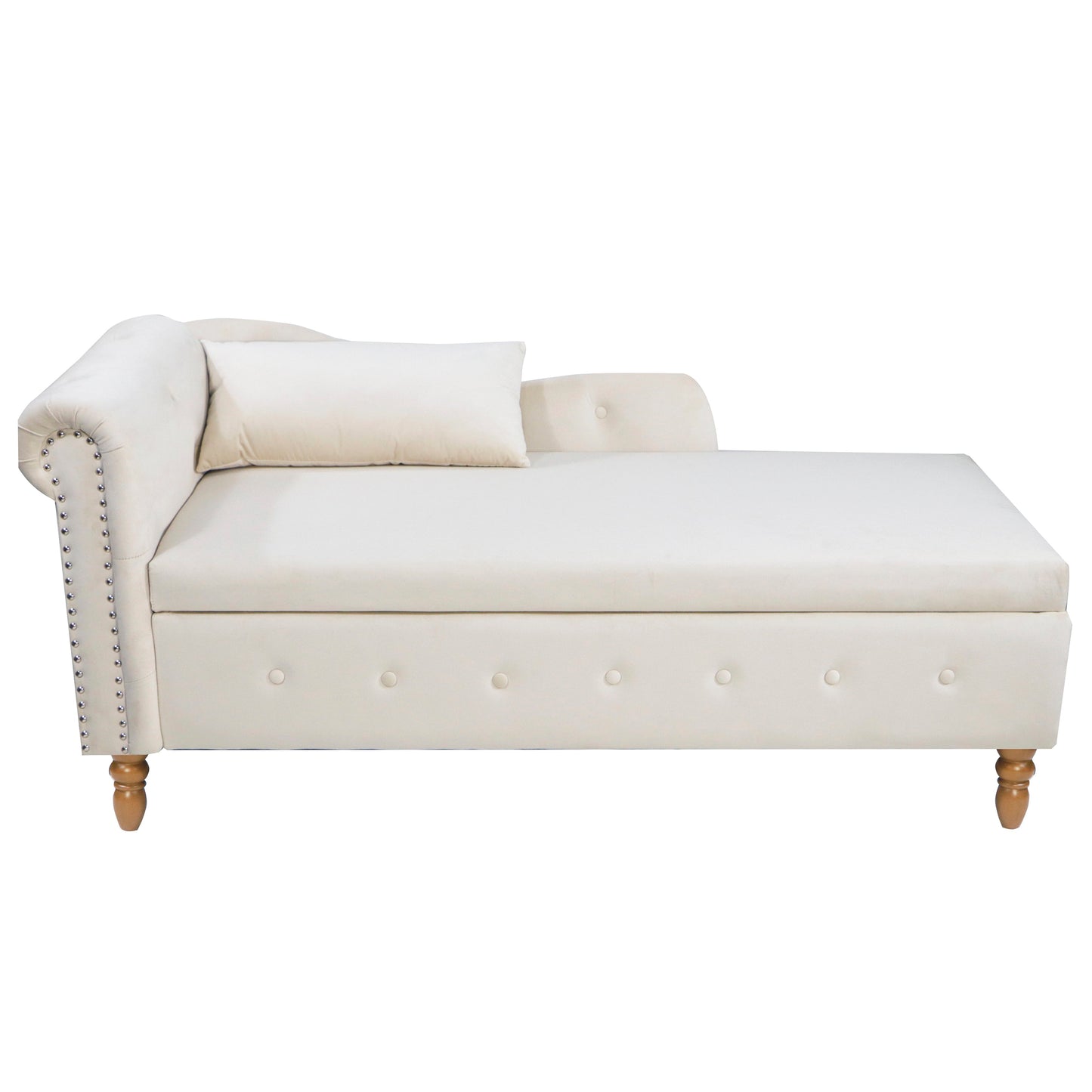 Mondawe Indoor Chaise Lounge, Upholstered Rolled Arm Chaise Sleeper Chair with Nailhead Trim