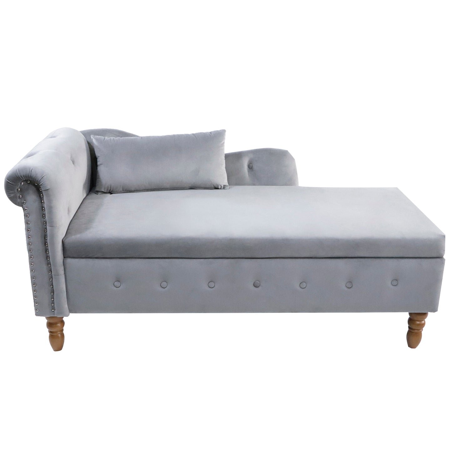 Mondawe Indoor Chaise Lounge, Upholstered Rolled Arm Chaise Sleeper Chair with Nailhead Trim