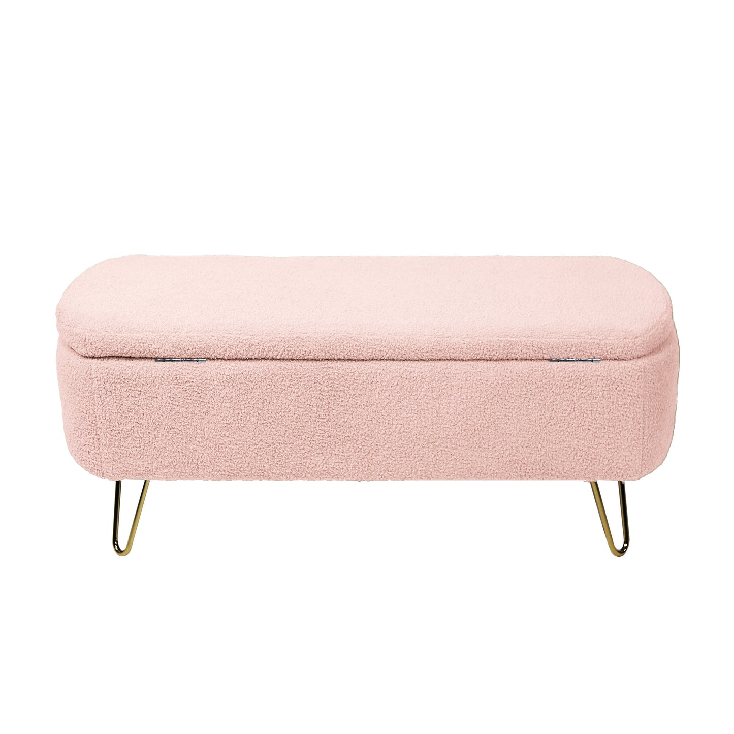 Mondawe Storage Entryway Ottoman Bench, Faux Fur Bench Upholstered Padded for End of Bed