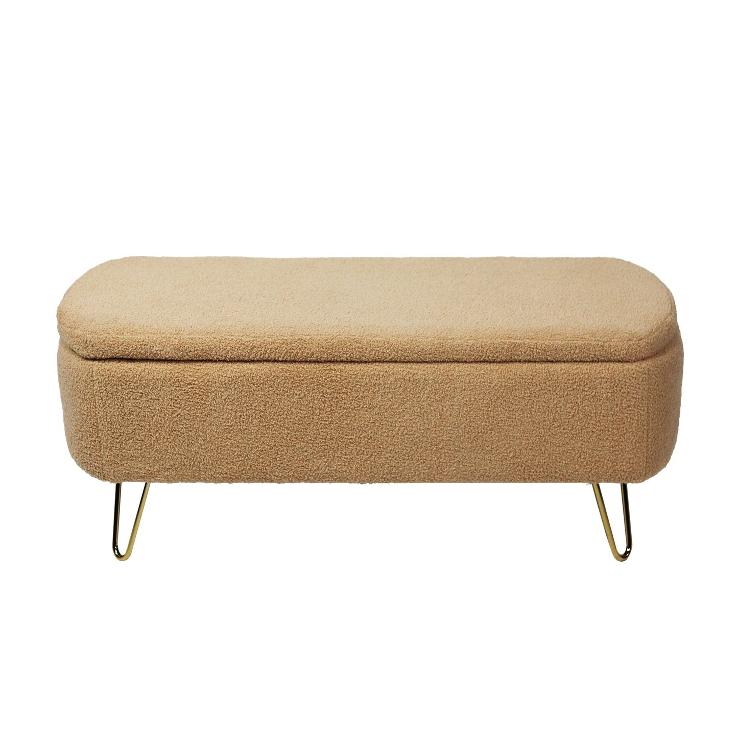 Mondawe Storage Entryway Ottoman Bench, Faux Fur Bench Upholstered Padded for End of Bed