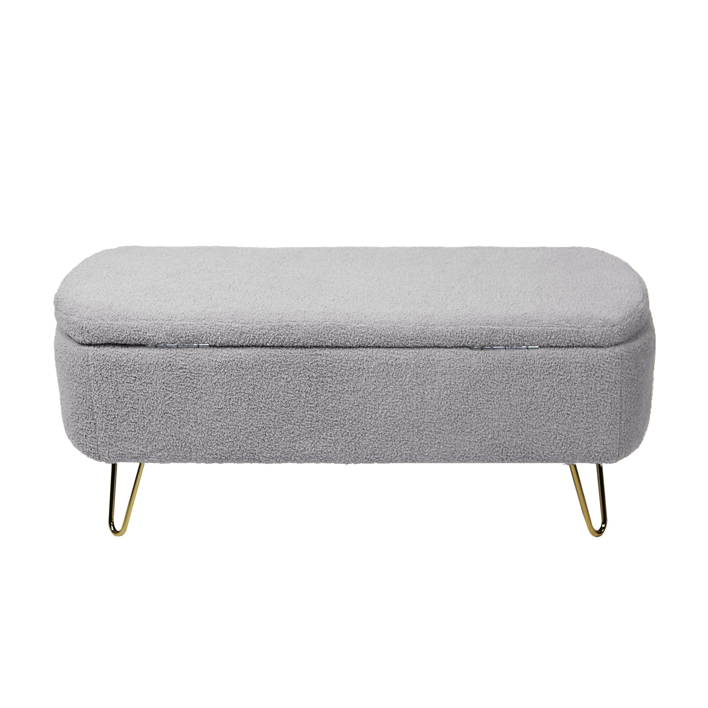 Mondawe Storage Entryway Ottoman Bench, Faux Fur Bench Upholstered Padded for End of Bed