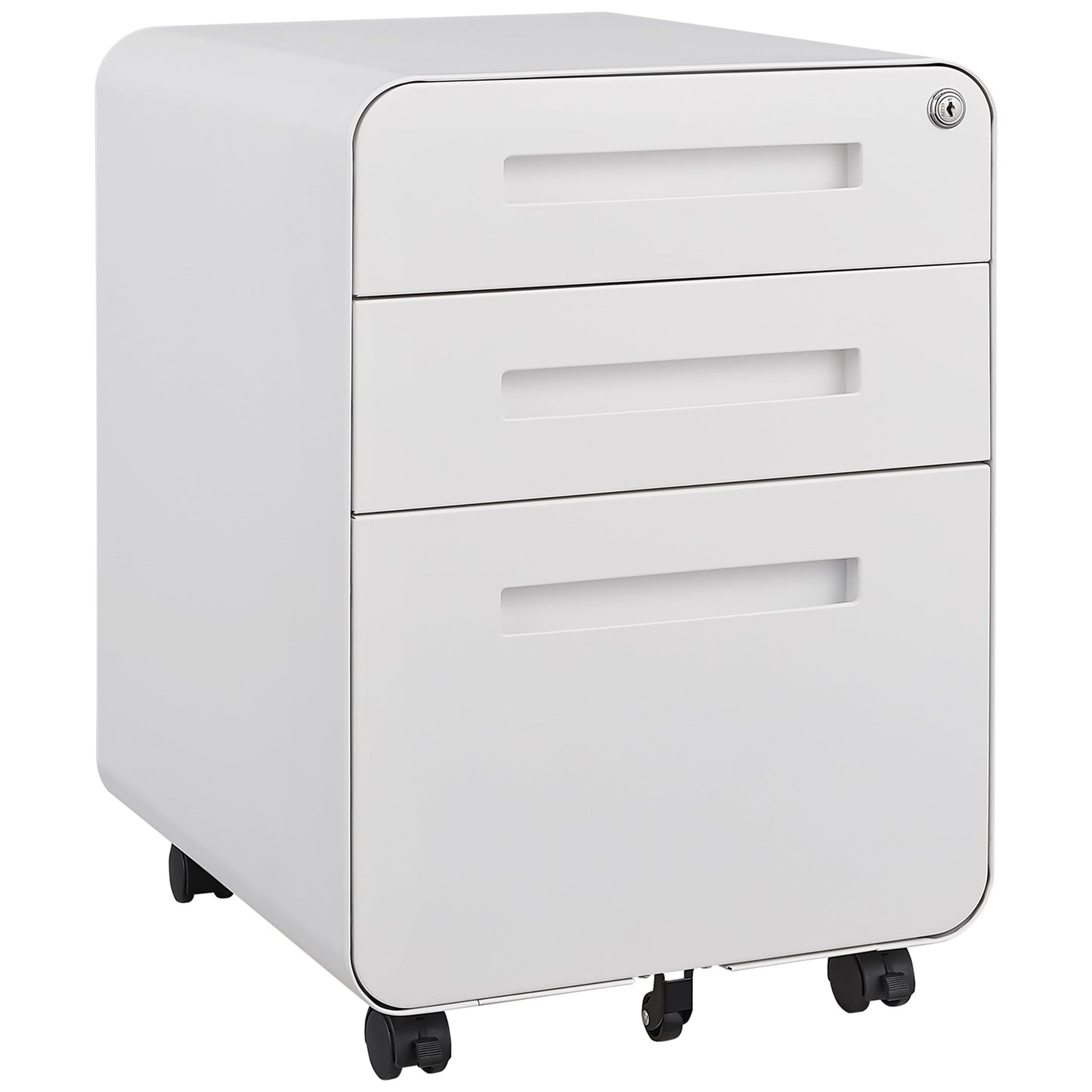 Mondawe Modern 3-Drawer Office Mobile Filing Cabinet, Multifunctional Lockable File Storage Cabinet