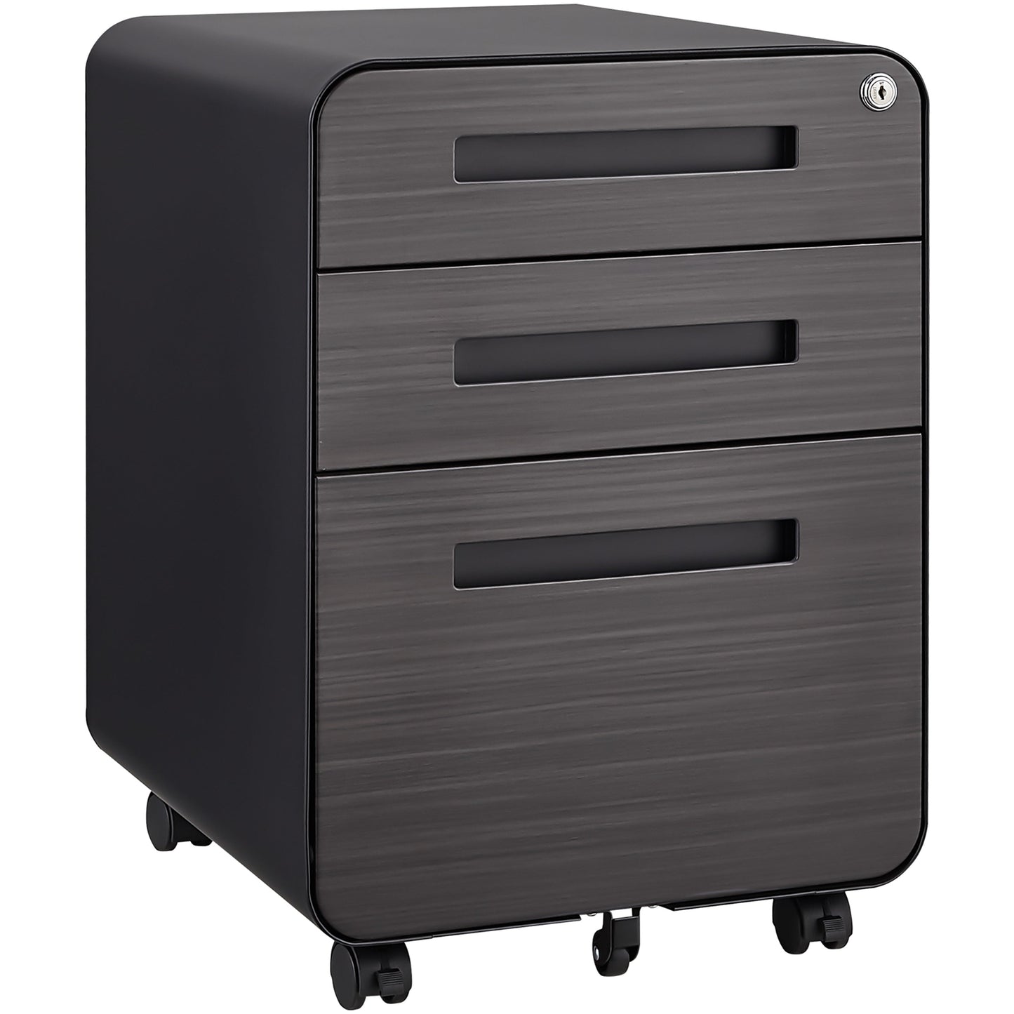 Mondawe Modern 3-Drawer Office Mobile Filing Cabinet, Multifunctional Lockable File Storage Cabinet