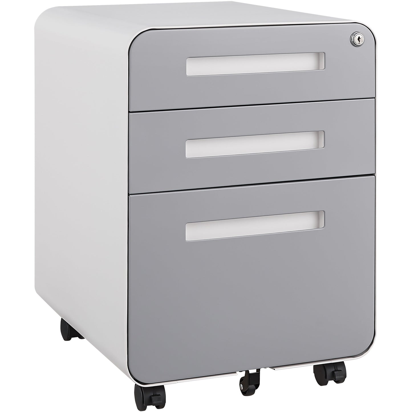 Mondawe Modern 3-Drawer Office Mobile Filing Cabinet, Multifunctional Lockable File Storage Cabinet