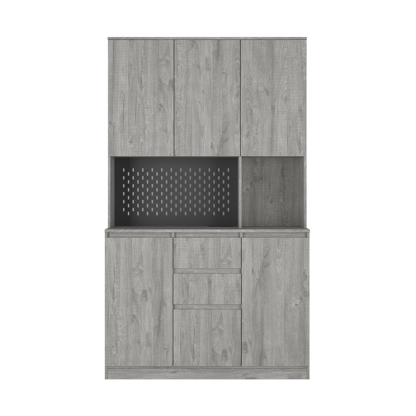 Mondawe Modern Food Cabinet, Standalone Drawer Dining Cabinet With Charging Station And LED Lights