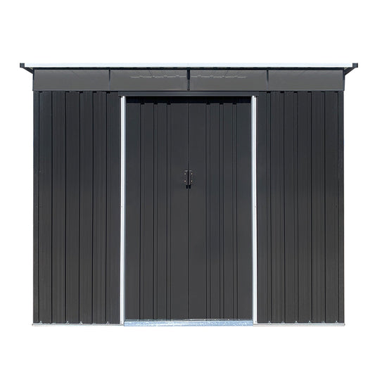 MO-SS-00026 Mondawe 8 ft. x 6 ft. Garden Sheds Metal Storage Shed, Outdoor Tool Storage Iron Plastic Lockable Door