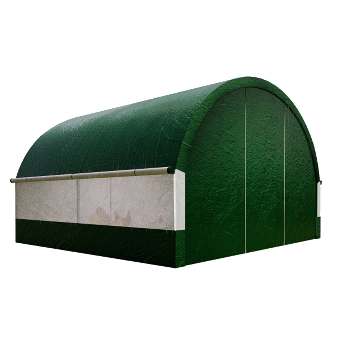 MO-SS-00077 Mondawe 12.4 ft ¡Á12.4 ft Metal Chicken Run Dome Shape Walk-in Fence Henhouse with All PE Cloth Cover