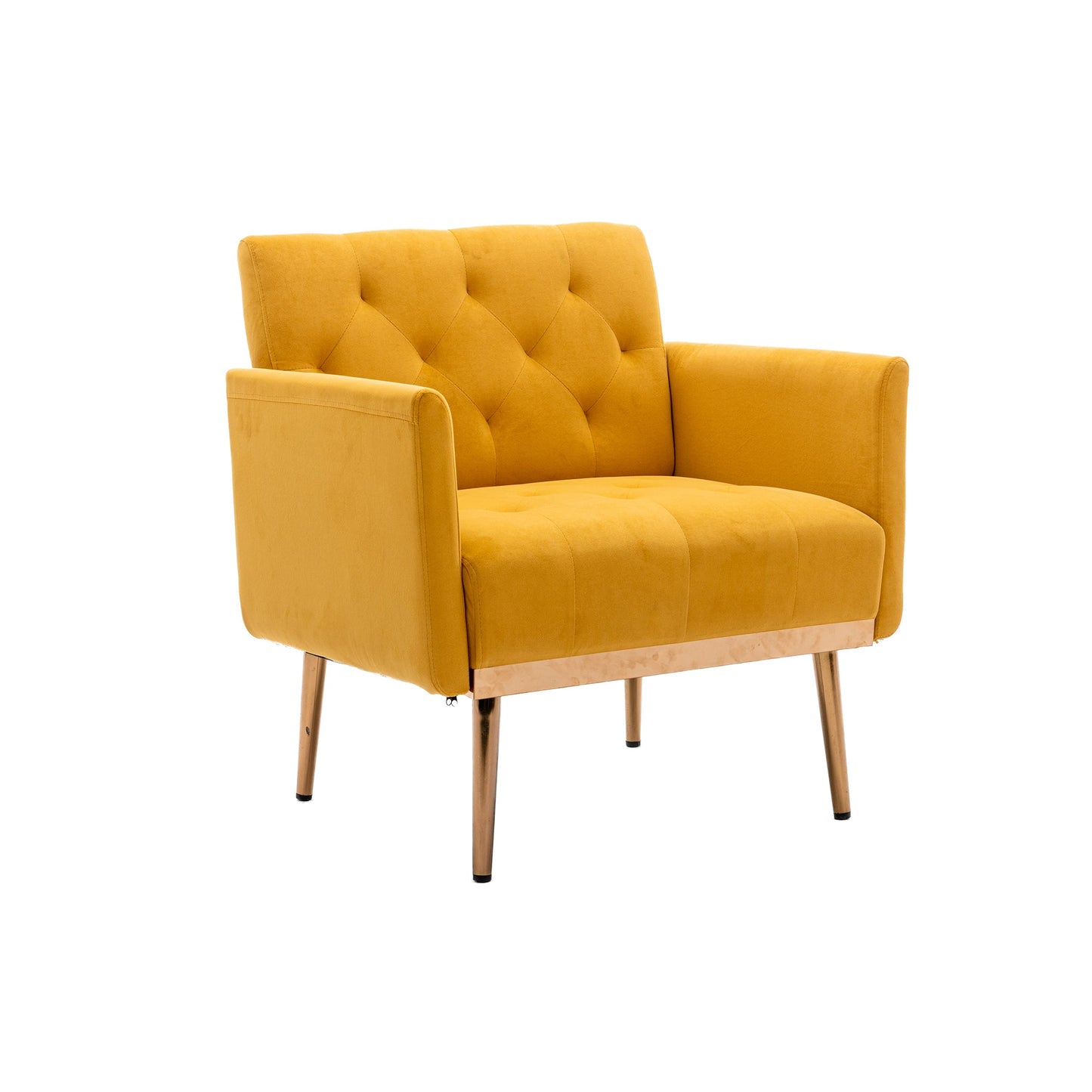 Mondawe Mustard Yellow Accent Chair ,leisure single sofa with Rose Golden feet