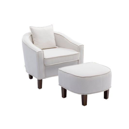 Mondawe Living Room Accent Chair With Ottoman Barrel Chair Upholstered Club Tub Round Armchair