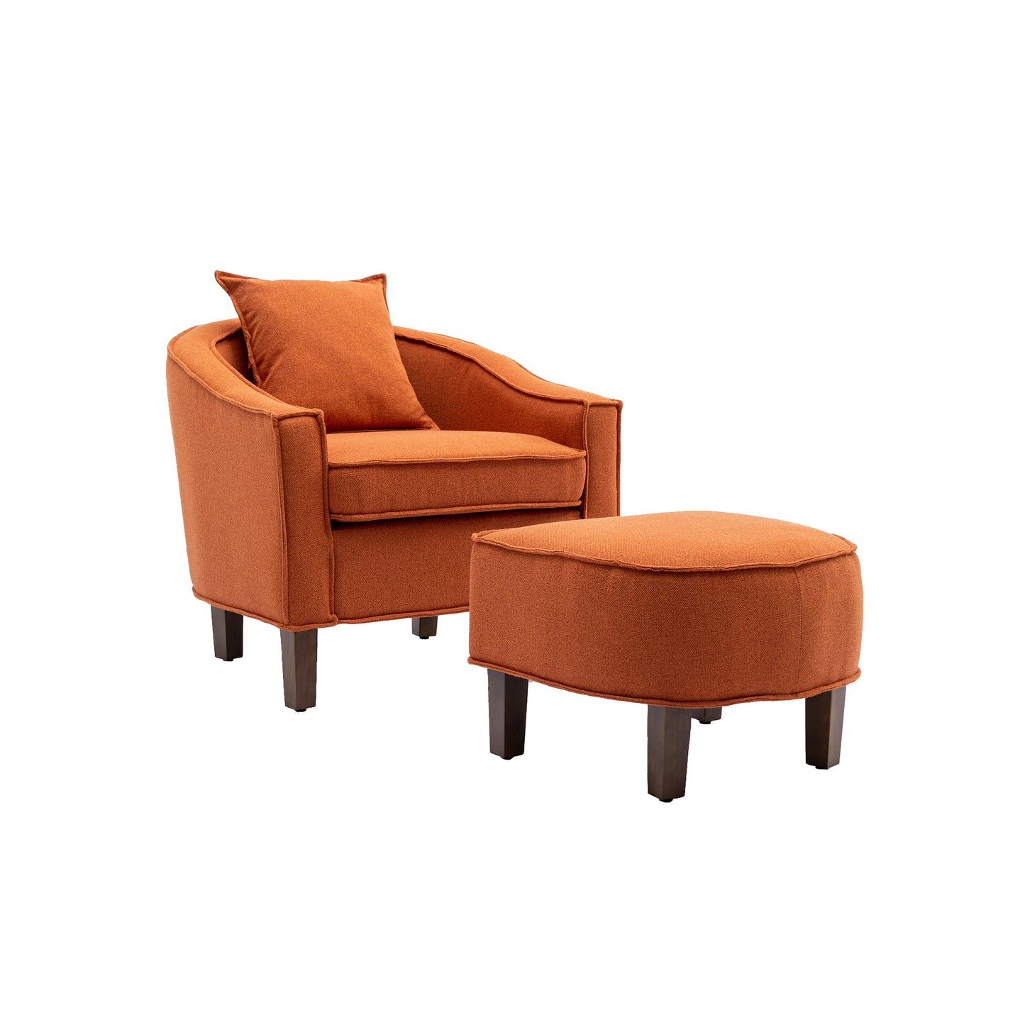 Mondawe Living Room Accent Chair With Ottoman Barrel Chair Upholstered Club Tub Round Armchair