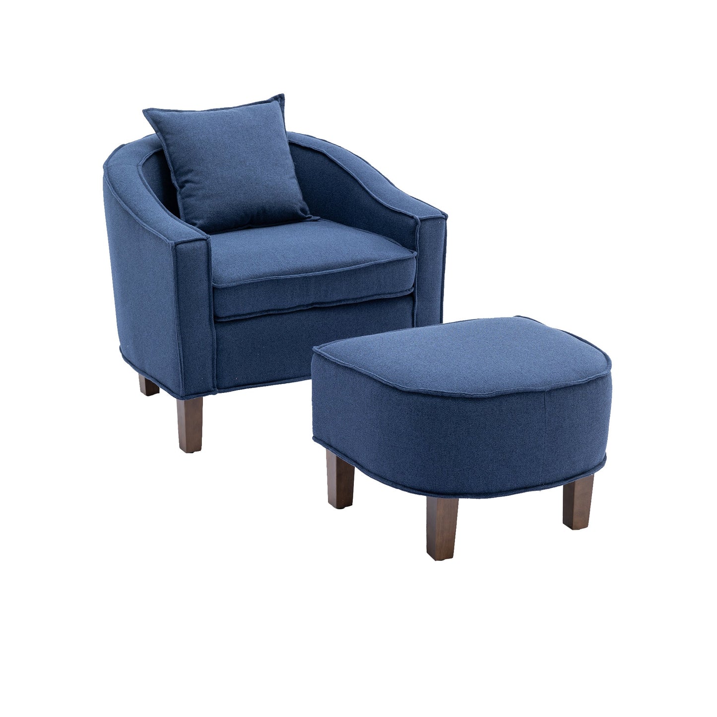 Mondawe Living Room Accent Chair With Ottoman Barrel Chair Upholstered Club Tub Round Armchair