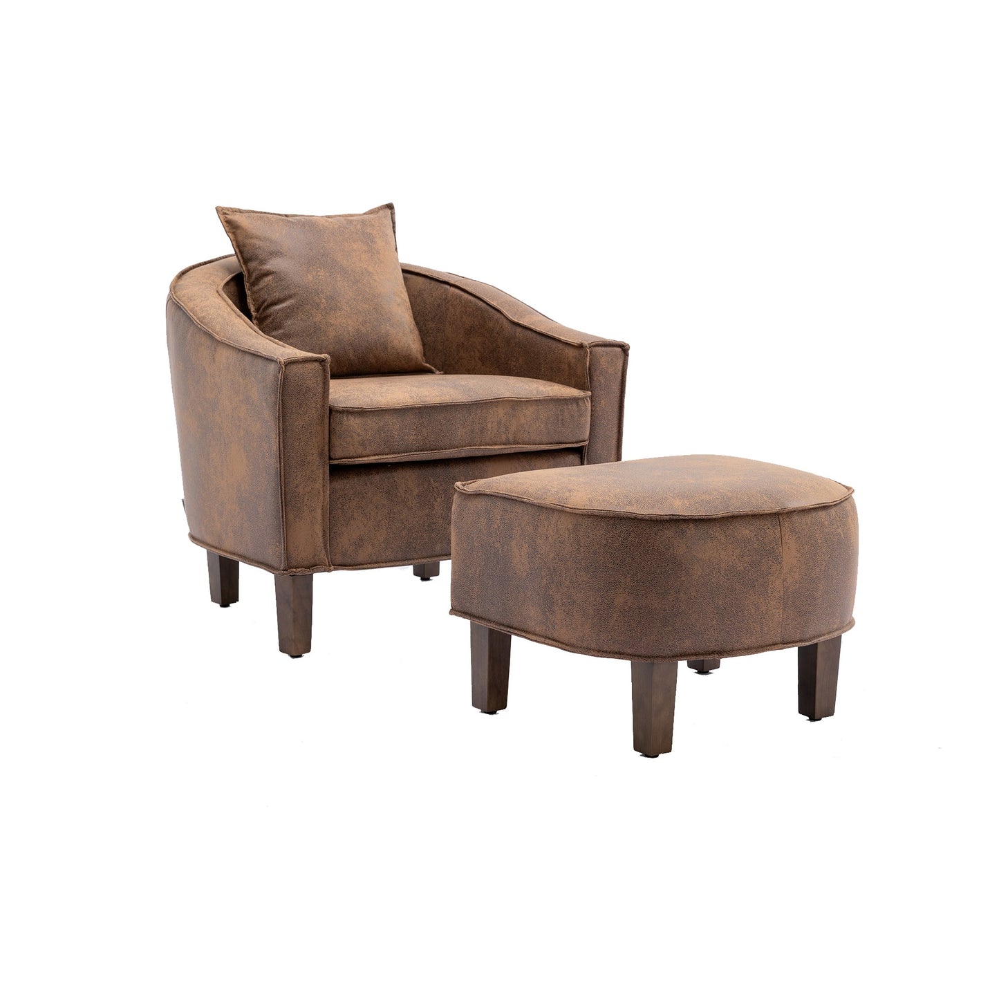 Mondawe Living Room Accent Chair With Ottoman Barrel Chair Upholstered Club Tub Round Armchair