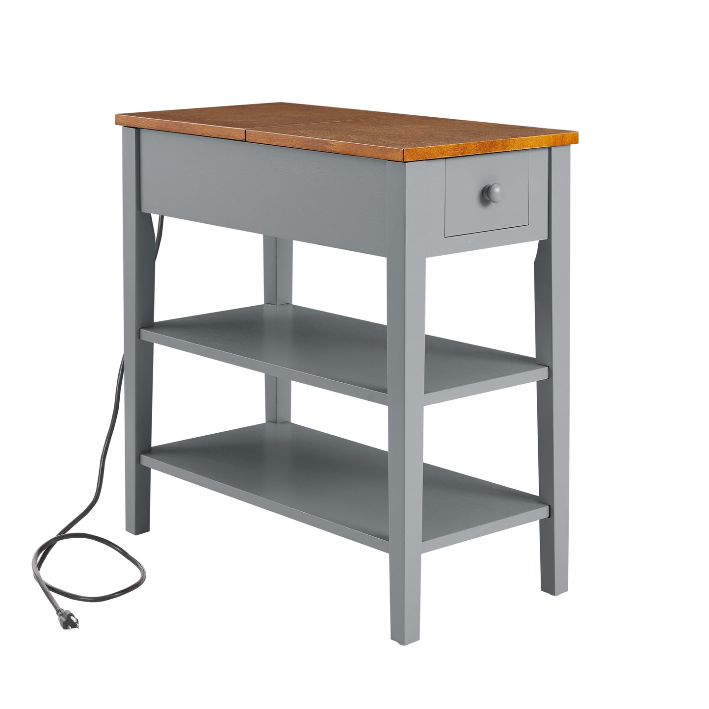 Mondawe Narrow 2-Tone End Table With USB Charging Port, Suitable For Small Space Side Tables