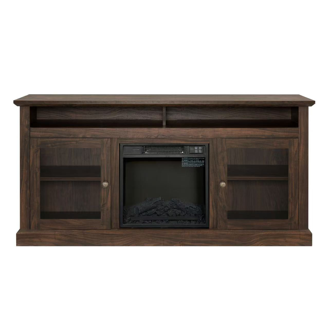 Mondawe Modern TV Media Console With 18 Inch Fireplace, Suitable For Shelving TVs Under 65 Inches